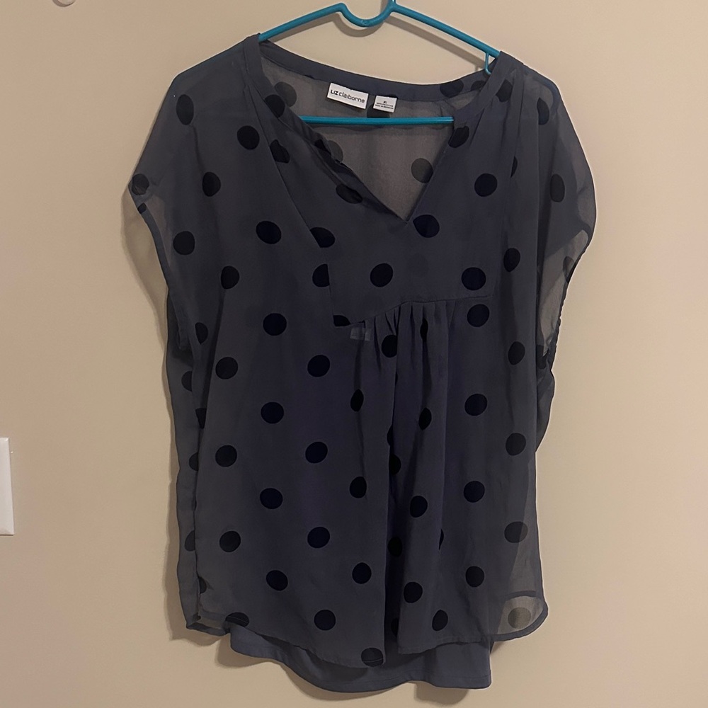 Liz Claiborne dark gray Polka Dot Blouse